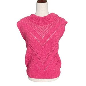 Vintage 80s Pink Short Sleeve Sweater – M